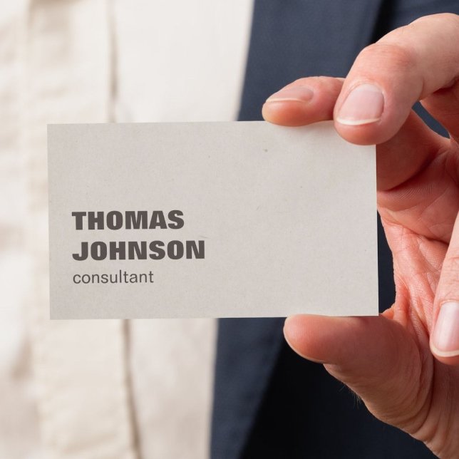 Carte De Visite Cool Stylish Brown Paper Textant Consultant (Créateur téléchargé)