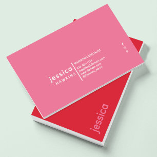 Carte De Visite Cool tendance moderne cerise rouge & bubblegum ros