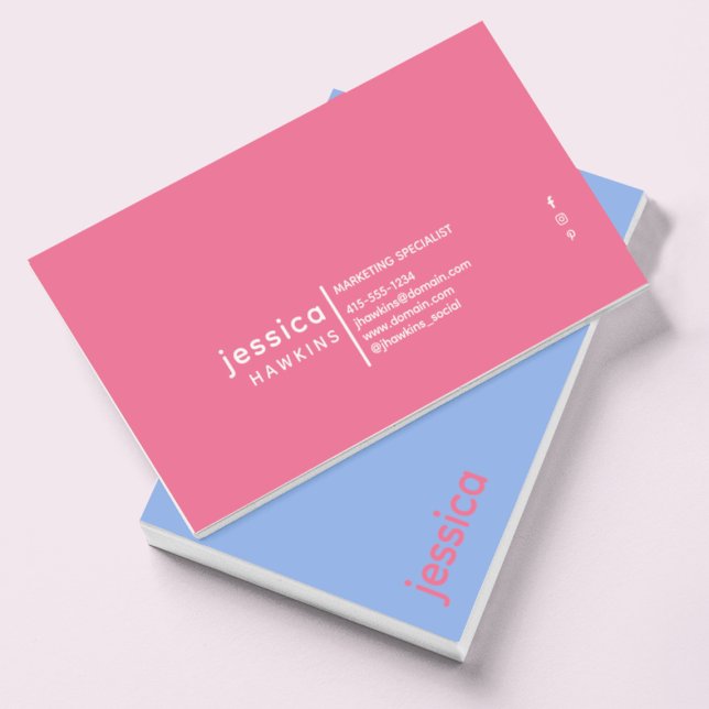Carte De Visite Cool tendance Sky moderne bleu & Bubblegum rose (Créateur téléchargé)