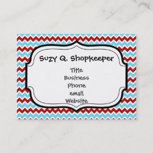 Carte De Visite Cool tendance Turquoise Turquoise Rouge Chevron Zi