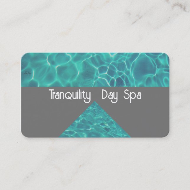 Carte De Visite cool turquoise bleu eau tranquille spa gris (Devant)