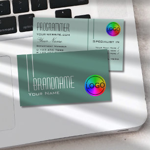 Carte De Visite Cool Turquoise moderne Dark Light avec logo profes