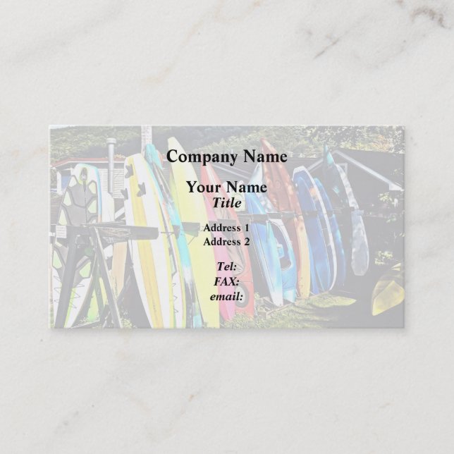 Carte De Visite Cooperstown NY - Kayaks et Paddleboards (Devant)