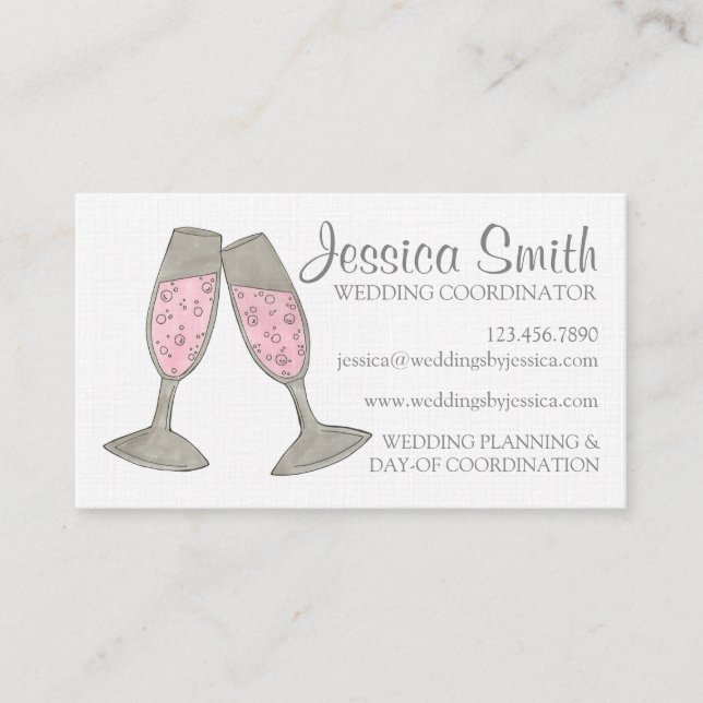 Carte De Visite Coordinateur wedding planner Bubbly Pink Champagne (Devant)
