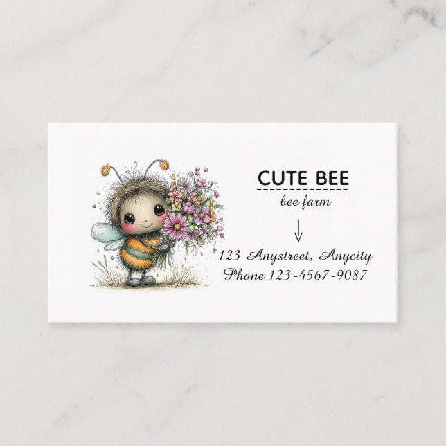 Carte De Visite Copain de l'abeille en fleurs (Devant)