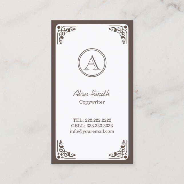 Carte De Visite Copywriter vintage Art Déco encadré (Devant)