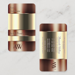 Carte De Visite Coque en cuivre avec Liquides Beige Monogramme