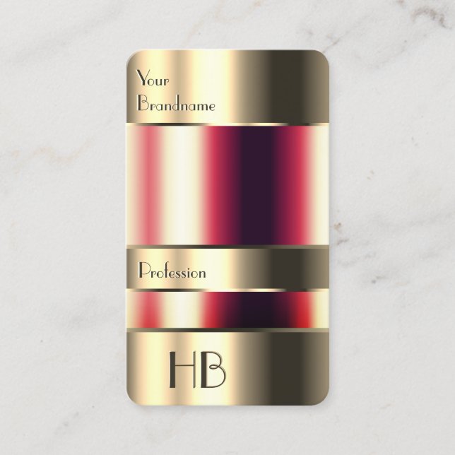 Carte De Visite Coque en verre or Chic Look Fluides rouges avec Mo (Devant)