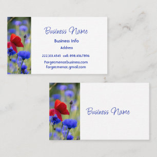 Carte De Visite Coquelicot rouge Bleuet Fleurs de jardin