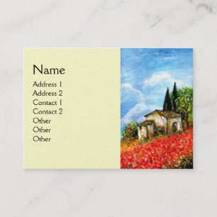 Carte De Visite COQUELICOTS EN TOUSCANE, papier perle crème