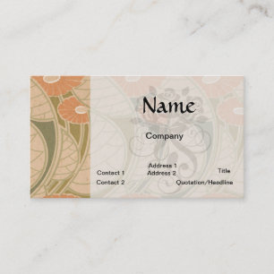 Carte De Visite coquelicots orange style art nouveau