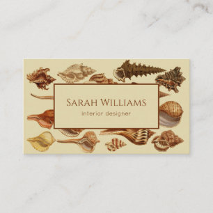 Carte De Visite Coquillages Beige Marron Vintage Escargots Côtiers