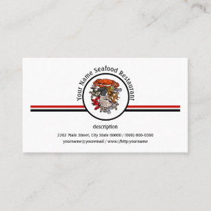 Carte De Visite Coquillages de fruits de mer Crabe Restaurant Logo