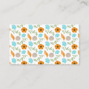 Carte De Visite Coquillages Escargot de mer Fleur orange Feuilles 