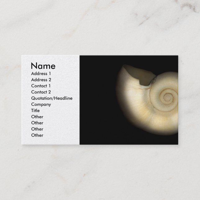 Carte De Visite Coquille - Conchologie - Nautilus (Devant)