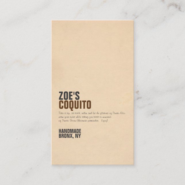 Carte De Visite Coquito Rustique Moderne (Devant)