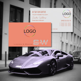 Carte De Visite Corail clair chic avec Monogramme et logo