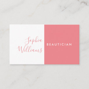Carte de visite corail et blanche de style minimal