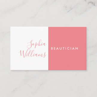 Carte de visite corail et blanche de style minimal