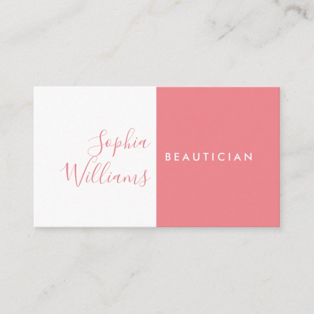 Carte de visite corail et blanche de style minimal (Devant)