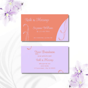 Carte De Visite Corail et Lavande Ornat de Squigglé Ornate