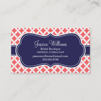Carte De Visite Corail et marine Bleu Diamants modernes