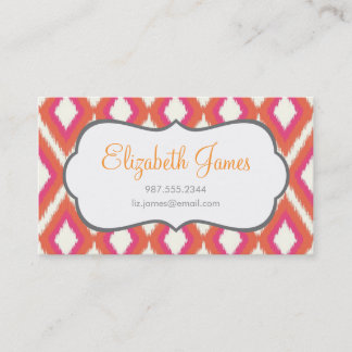 Carte De Visite Corail et Pink Tribal Ikat Chevron