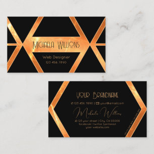 Carte De Visite Coral brillant Cool noir géométrique stylé