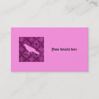 Carte De Visite Corbeau rose sur rose et violet damassé personnali