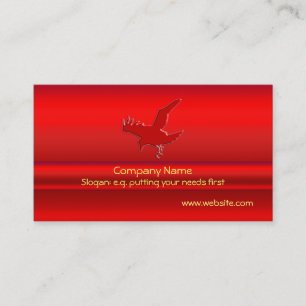 Carte De Visite Corbeau rouge en saute sur effet métallique rouge