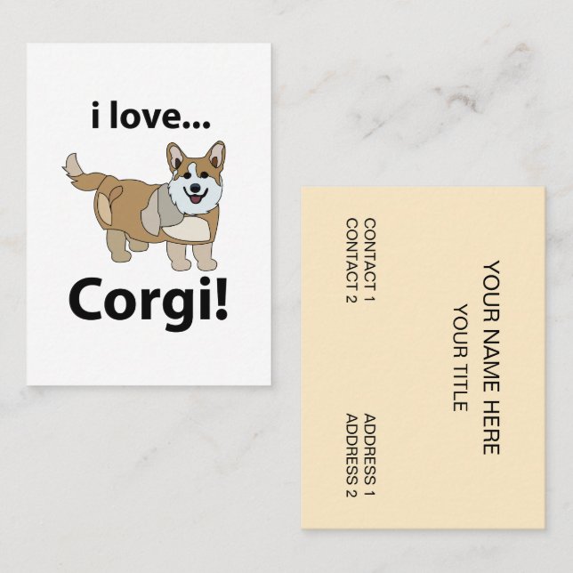 Carte De Visite Corgi I Love Corgi (Devant / Derrière)