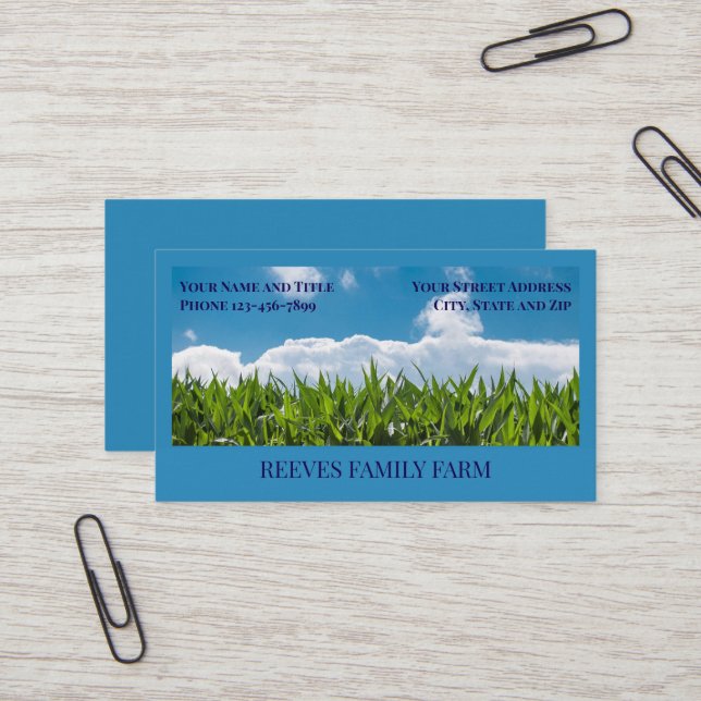 Carte De Visite Corn Farmer Wheat Agricultural Business Cards (Devant/Arrière en situation)