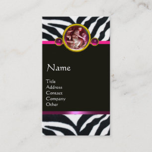 CARTE DE VISITE CORNUCOPIA ROSE NOIR BLANC ZEBRA FUR MONOGRAM