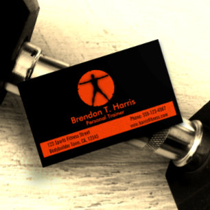 Carte De Visite Corps Madness Black and Orange Personal Trainer