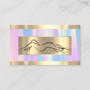 Carte De Visite Corps Massage SPA Code bien-être Logo Bleu rose