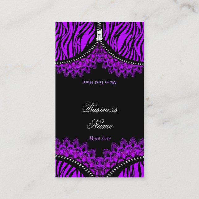 Carte De Visite Corset noir pliable ZEBRE Violet (Devant)
