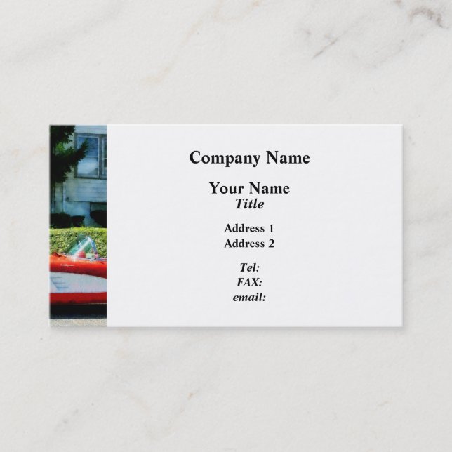 Carte De Visite Corvette rouge et blanc convertible (Devant)