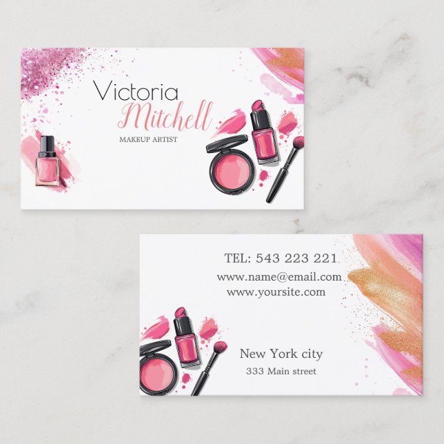 Carte De Visite cosmétique pour maquilleur (Devant / Derrière)
