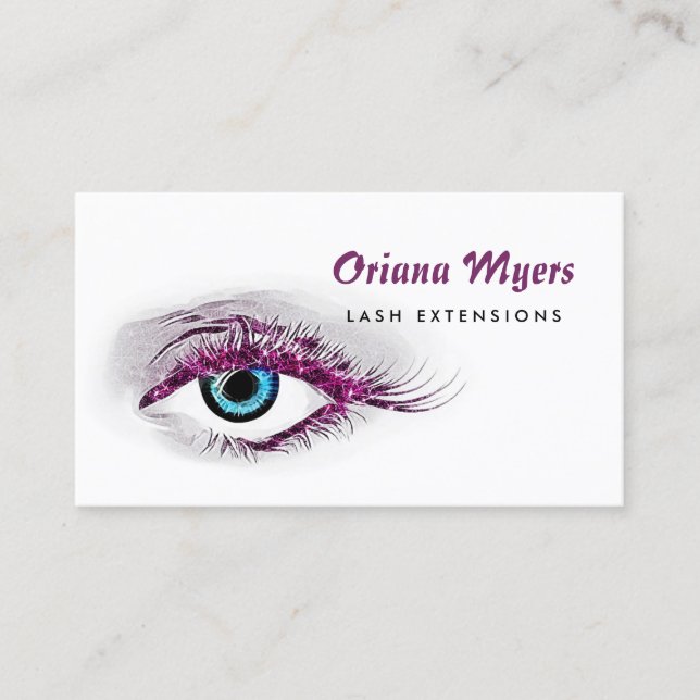 Carte De Visite Cosmétologie Glitzy Purple Lashes Eylash Extension (Devant)