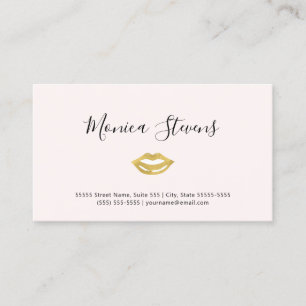 Carte De Visite Cosmetologie Maquillage Artiste Gold Lips Logo