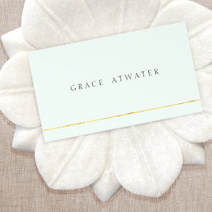 Carte De Visite Cosmétologie simple et élégante, Spa, or et bleu c