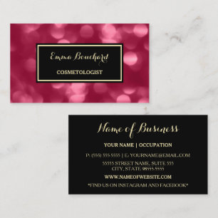 Carte De Visite Cosmétologue Bokeh Magenta