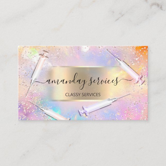 Carte De Visite Cosmetologue de beauté Syringe Botox B12 QR Code (Devant)