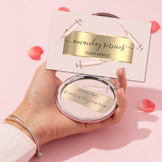 Carte De Visite Cosmetologue de beauté Syringe Botox B12 QRCodeBlu