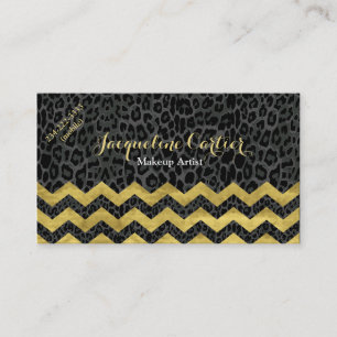 Carte De Visite Cosmetologue du léopard noir Chevron