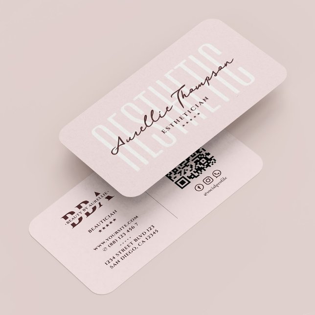 Carte De Visite Cosmetologue Esthétique rose esthétique moderne (Cosmetologist Esthetician Pink Aesthetic Modern Business Card
)