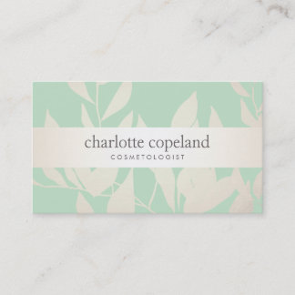 Carte De Visite Cosmetologue feuille Green Natural Beauty