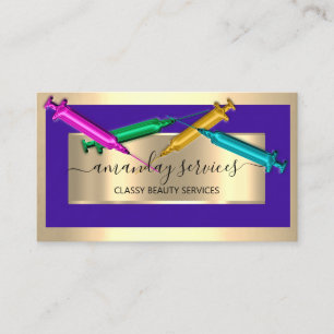 Carte De Visite Cosmetologue Syringe Botox B12 QRCode Bleu