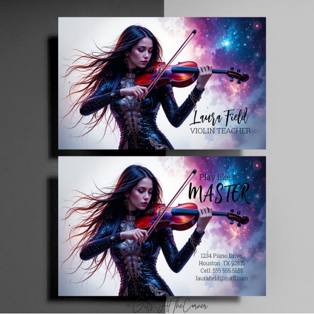 Carte De Visite Cosmique de professeur de violon (Créateur téléchargé)
