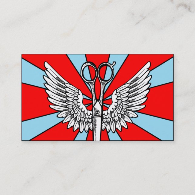 Carte De Visite cosmo de tatouage d'ailes de ciseaux de coiffeur (Devant)